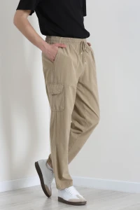 Keten Beli Lastikli Kargo Cepli Erkek Pantolon Kum - 71908.2170.