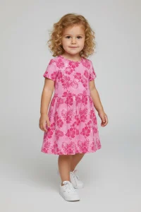 3-7 Yaş Bürümcük Kız Çocuk Elbise Pembe - 53606.1981.