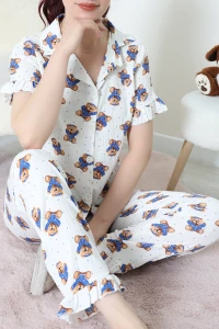 Bürümcük Fırfırlı Pijama Takımı Maviayı - 127.1287.