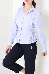 Yandan Bağlamalı Poplin Gömlek Açıklila - 43939.2118.