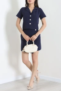 Double Etekli Blazer Takım Lacivert - 55211.2023.