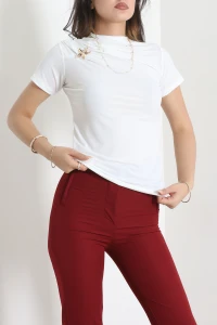 Yıldız Toka Detaylı Kısakol Sandy Bluz Ekru - 71778.2023.
