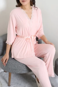 Milan Üçlü Pijama Seti Pudra - 6230.1287.