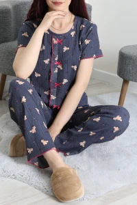 Bürümcük Fırfırlı Pijama Takımı Lacivert - 158.1287.