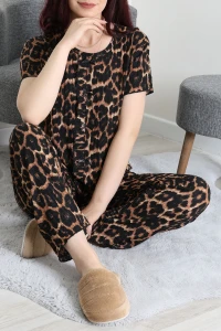 Bürümcük Fırfırlı Pijama Takımı Leopar - 158.1287.