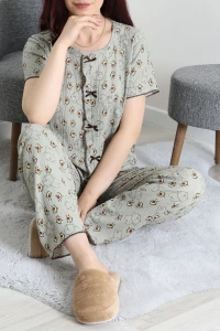 Bürümcük Fırfırlı Pijama Takımı Çağla - 158.1287.