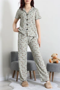 Bürümcük Fiyonklu Pijama Takımı Yeşil - 159.1287.