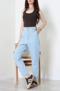 Bel Lastikli Mom Kot Pantolon Buzmavi - 33058.2121.