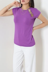 Halka Detaylı Bluz Açıkmor - 43989.599.