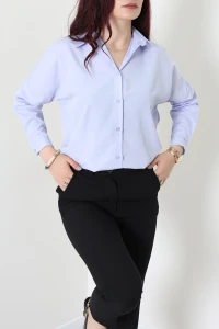 Oversize Poplin Gömlek Açıklila - 44091.2118.