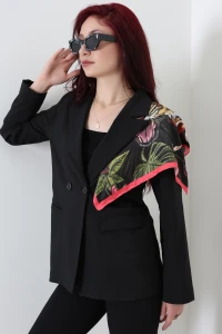 Desenli Fular Fuşya - 52273.1817.