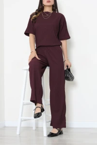 Bisiklet Yaka Oversize Bürümcük Takım Mürdüm - 55127.599.