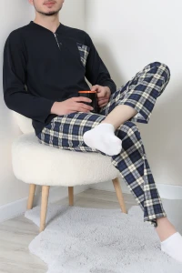 Ekoseli Süprem Erkek Pijama Takımı Lacigri - 42776.1838.