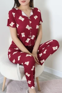 Kaşkorse Fiyonklu Pijama Takımı Mürdüm - 53613.1048.