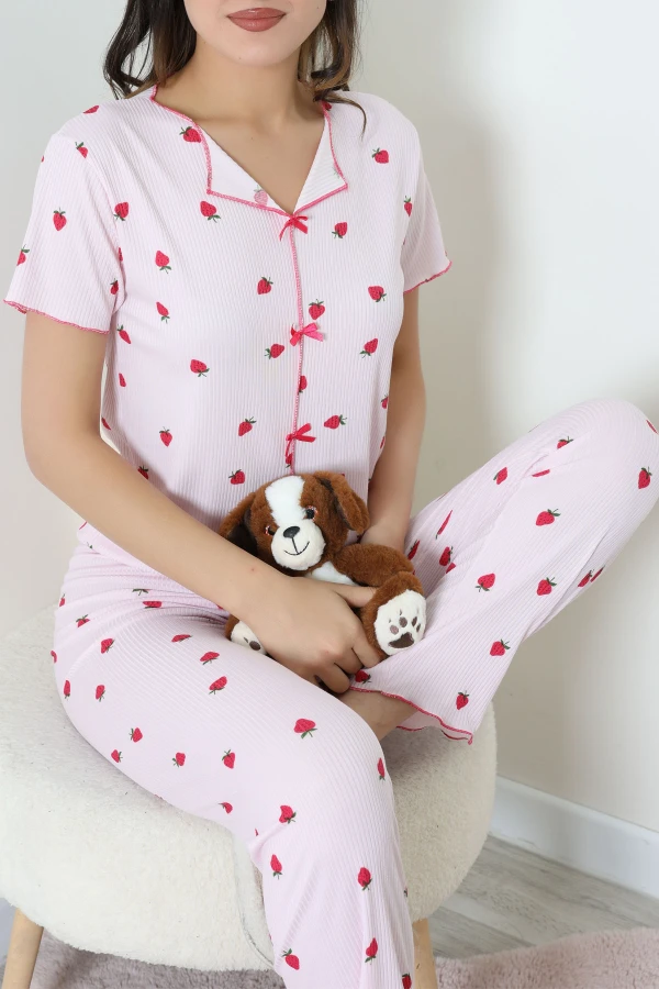 Kaşkorse Fiyonklu Pijama Takımı Pembe - 53613.1048.