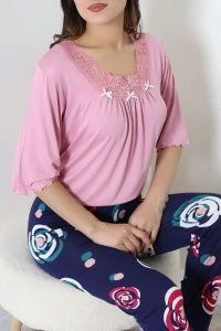 Dantelli Pijama Takımı Pembe - 71502.1773.