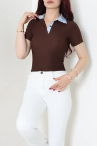 Polo Yaka Bluz Kahve - 75034.224.