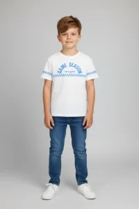 6-9 Yaş Baskılı Erkek Çocuk Tişört Beyaz - 2262101.1576.