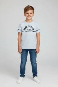 6-9 Yaş Baskılı Erkek Çocuk Tişört Gri - 2262101.1576.