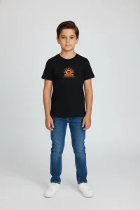 10-13 Yaş Baskılı Erkek Çocuk Tişört Siyah - 3260130.1576.