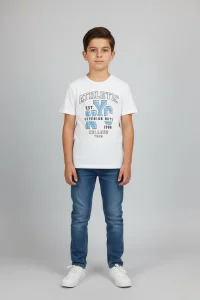 10-13 Yaş Baskılı Erkek Çocuk Tişört Beyaz - 3262063.1576.