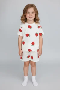 4-10 Yaş Baskılı Kız Çocuk Pijama Takımı Ekru - 53609.1776.