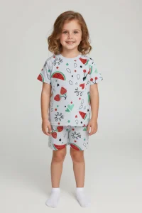 4-10 Yaş Baskılı Kız Çocuk Pijama Takımı Gri - 53609.1776.
