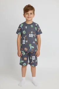 4-10 Yaş Baskılı Erkek Çocuk Pijama Takımı Antrasit - 53610.1776.