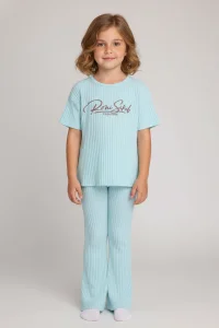 5-14 Yaş Baskılı Kız Çocuk Kaşkorse Takım Pijama Mint - 53656.1951.