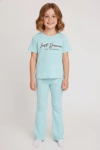 5-14 Yaş Baskılı Kız Çocuk Kaşkorse Takım Pijama Mint - 53658.1951.