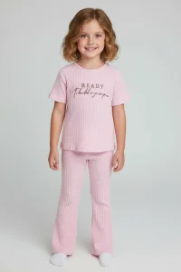 5-14 Yaş Baskılı Kız Çocuk Kaşkorse Pijama Takım Pembe - 6407.1951.