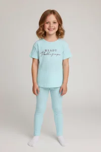 5-14 Yaş Baskılı Kız Çocuk Kaşkorse Pijama Takım Mint - 6407.1951.
