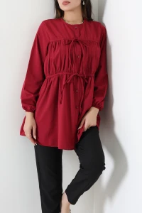 Fiyonklu Terikoton Tunik Gömlek Bordo - 44111.255.