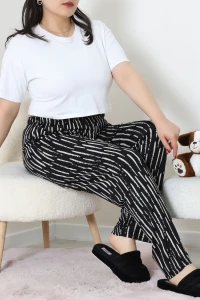 Viskon Büyük Beden Pijama Altı Siyahçizgi - 52330.1731.