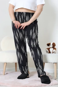 Viskon Büyük Beden Pijama Altı Siyahbej - 52330.1731.