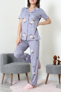 Milan Düğmeli Pijama Takımı Buzmavi - 53608.2123.