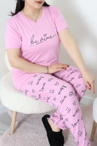 Büyük Beden Milan Pijama Takımı Pembe - 53611.1048.