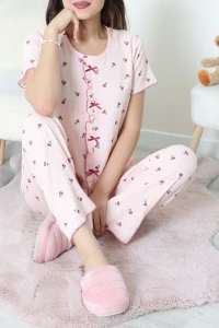 Bürümcük Fırfırlı Pijama Takımı Pudraçiçek - 158.1287.