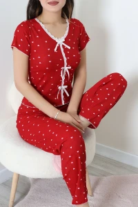 Bürümcük Dantelli Pijama Takımı Bordo - 203.1287.