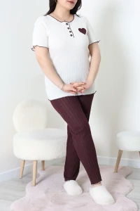 Büyük Beden Kaşkorse Pijama Takımı Bordo - 53612.1048.