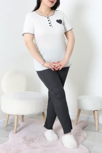 Büyük Beden Kaşkorse Pijama Takımı Füme - 53612.1048.