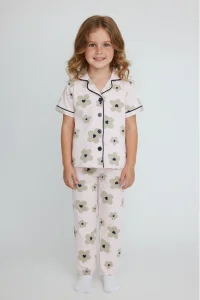 4-12 Yaş Milan Düğmeli Pijama Takımı Pudra - 53580.1776.