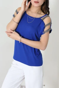 Omuz Dekolteli Bluz Saks - 11273.599.