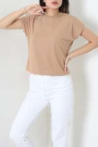 Yarasa Kol Wortex Tişört Camel - 61202.053.