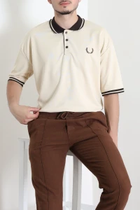 Premium Pike Polo Yaka Oversize Erkek Tişört Bej - 71793.1567.