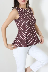 Mikro Puantiyeli Bluz Acıkahve - 90015.2023.