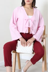 Önü Bağlamalı Bluz Gömlek Pembe - 44086.2118.
