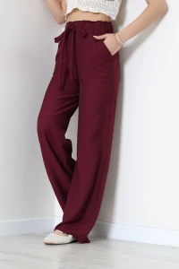 Bol Paça Bağcıklı Pantolon Bordo - 90018.2023.
