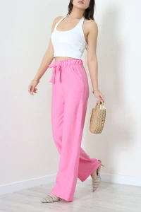 Bol Paça Bağcıklı Pantolon Pembe - 90018.2023.