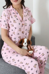 Bürümcük Fırfırlı Pijama Takımı Pudraayı - 127.1287.